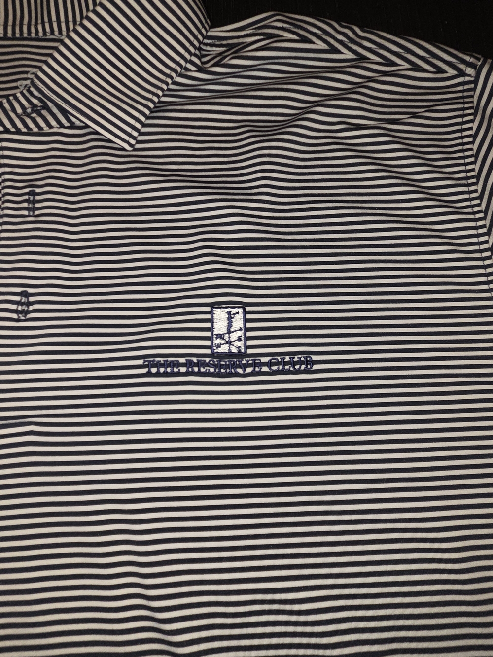 The Reserve Club Turtleson XL Golf Polo, Men's Navy & White Striped